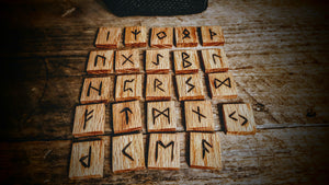 Handmade Elder Futhark Runes (Natural Oak) - The Carnutian Workshop